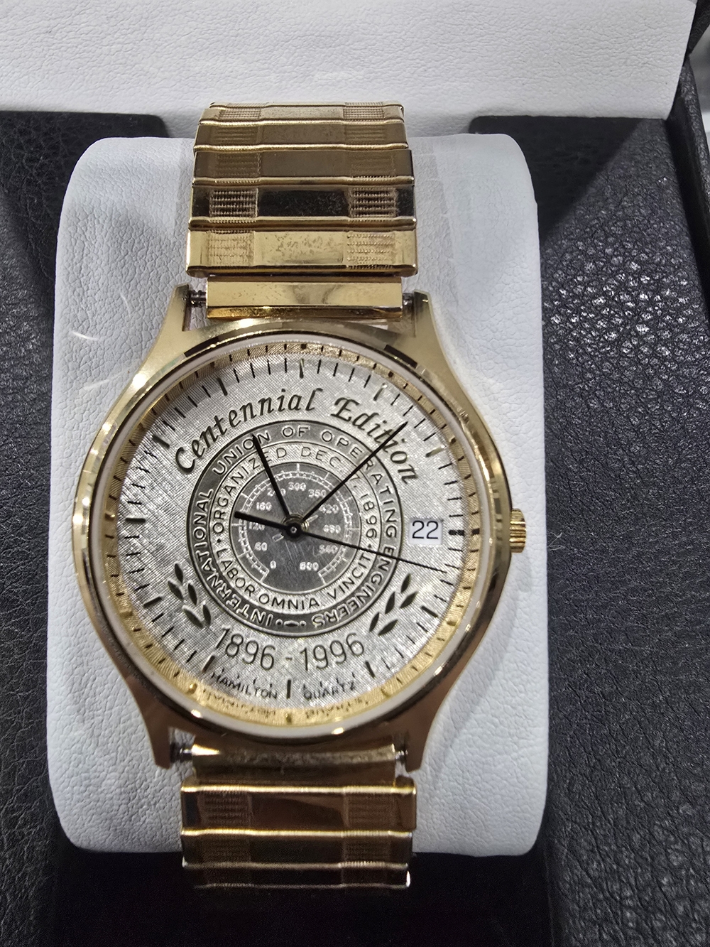 Hamilton Gold-Tone Watch with Silver Dial
